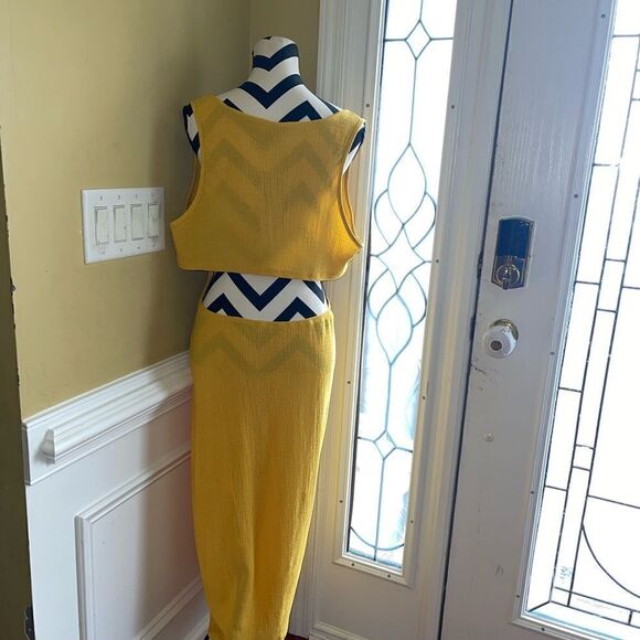 NWT SHEIN SXY Curve Yellow Rib stretchy cut out back sleeveless maxi dress SZ4XL - Picture 7 of 12